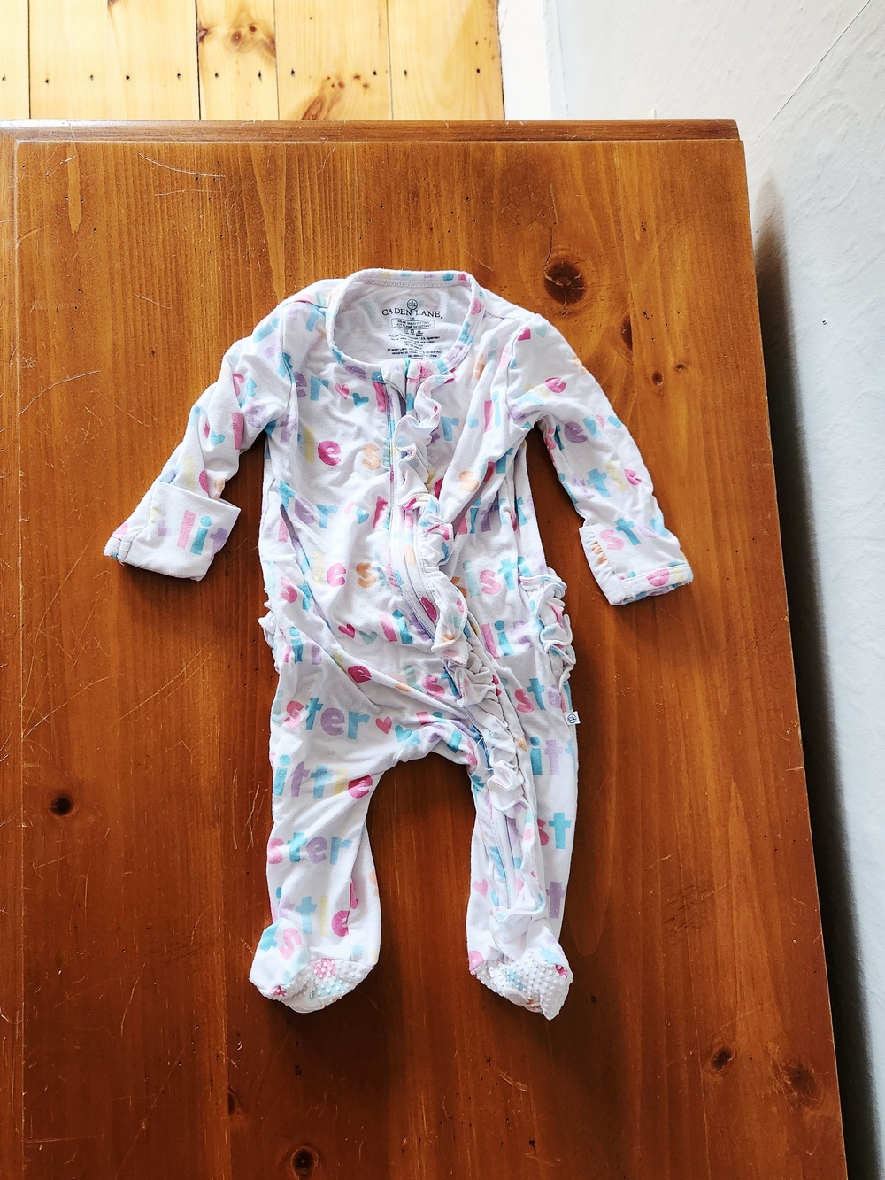 Caden Lane Newborn Little Sister Bamboo Ruffle Butt Footie